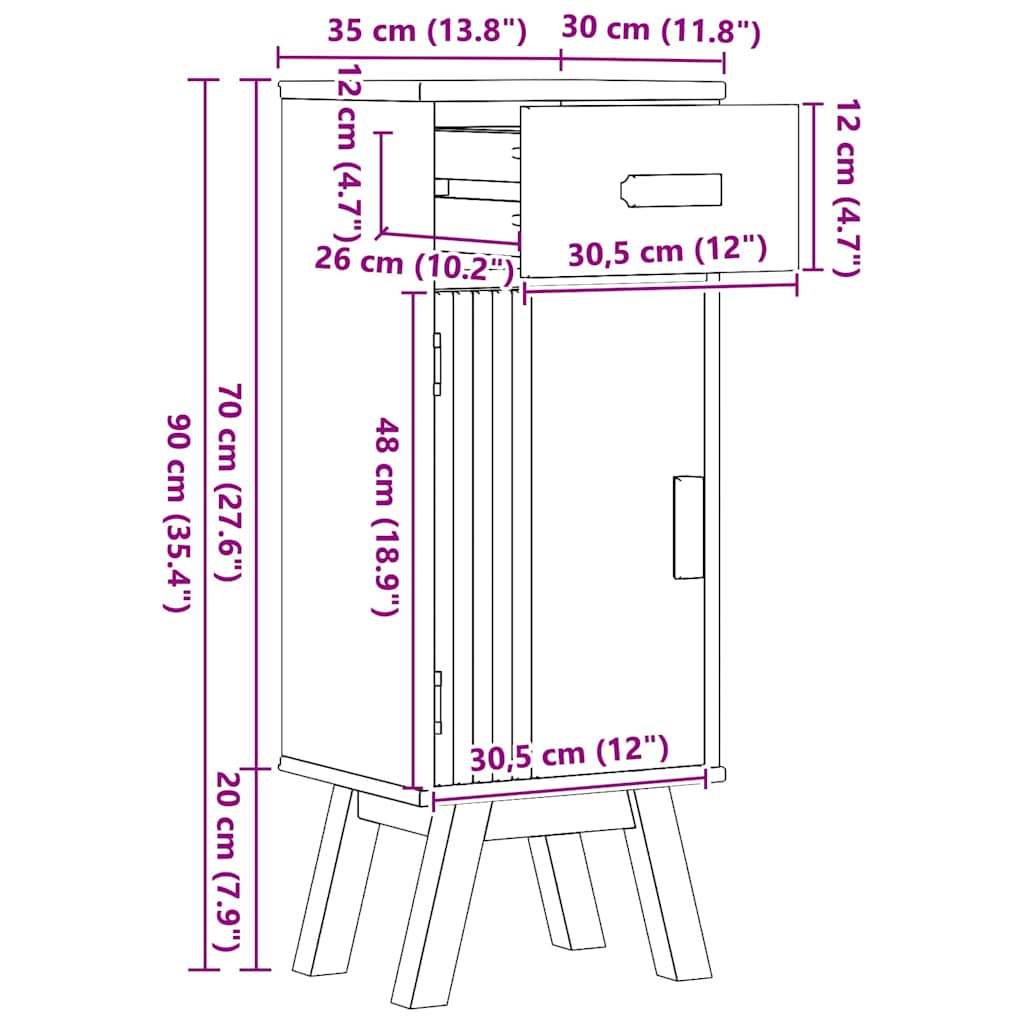 Mobile da Bagno con lo scaffale Olden Marrone 35 x 30 x 90 cm 42001358