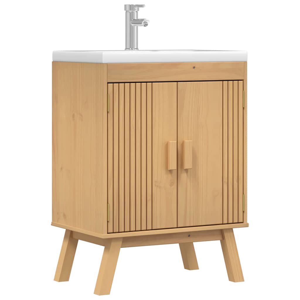 Mobiletto per lavabo con porta-Armadietto da bagno Olden Marrone 114 x 43 x 73.5 cm