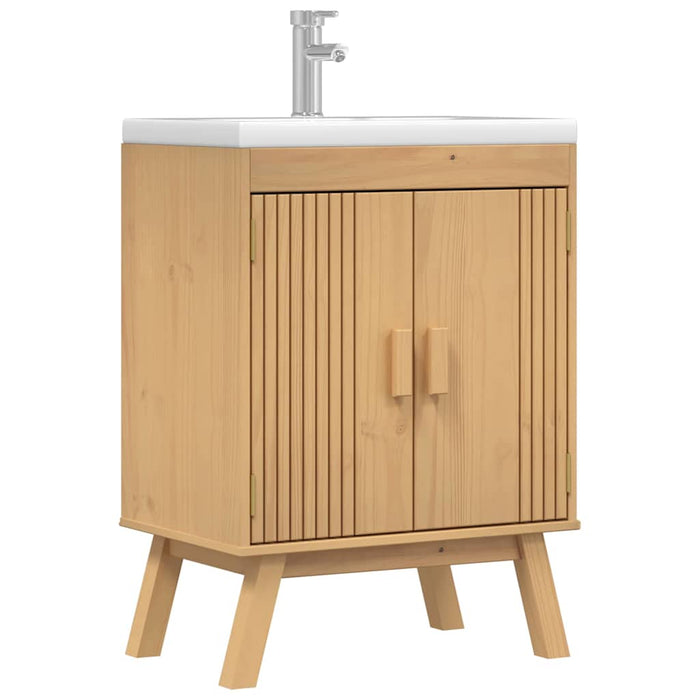 Mobiletto per lavabo con porta-Armadietto da bagno Olden Marrone 114 x 43 x 73.5 cm