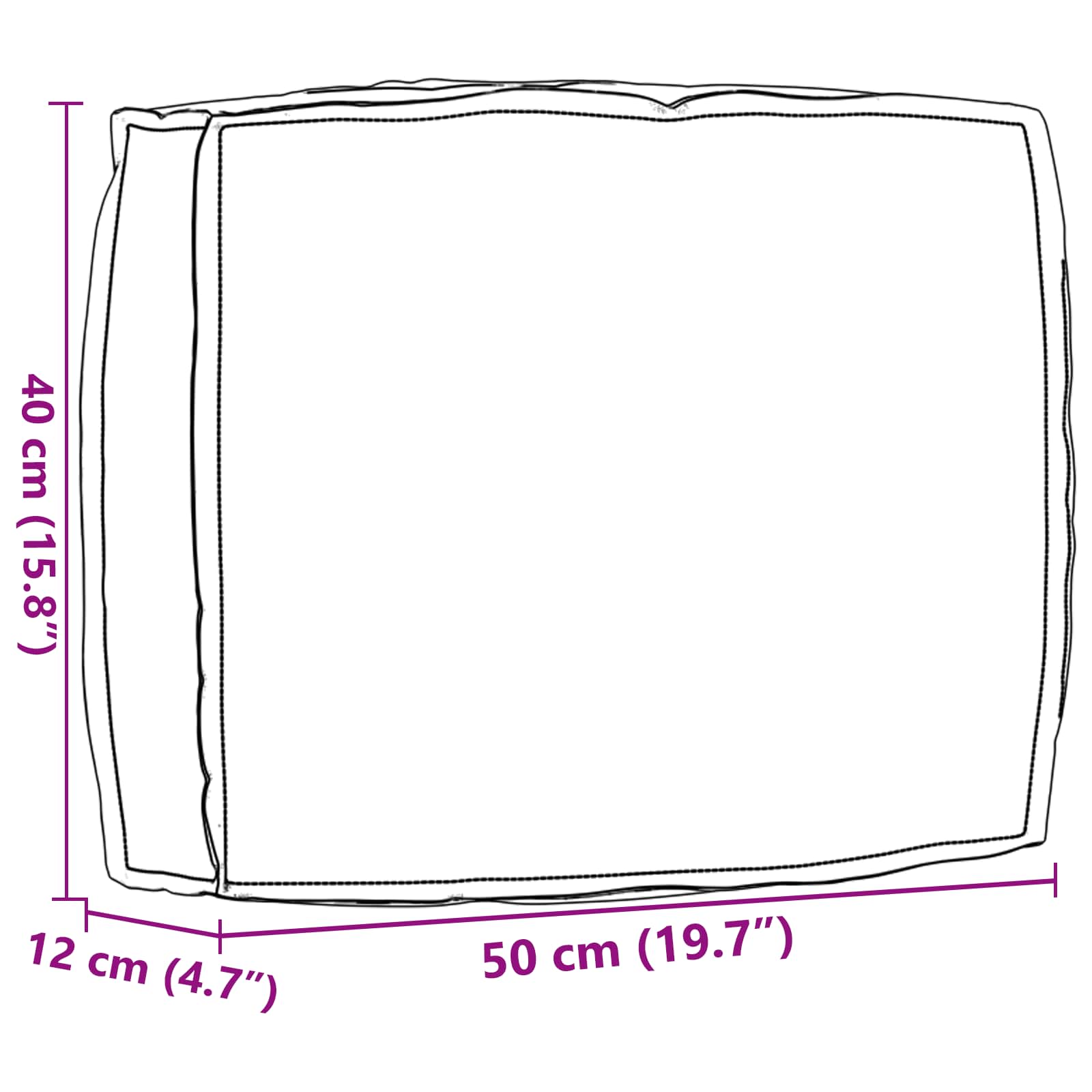 Cuscino per schienale pallet Blu reale 50 x 40 x 12 cm 42001465