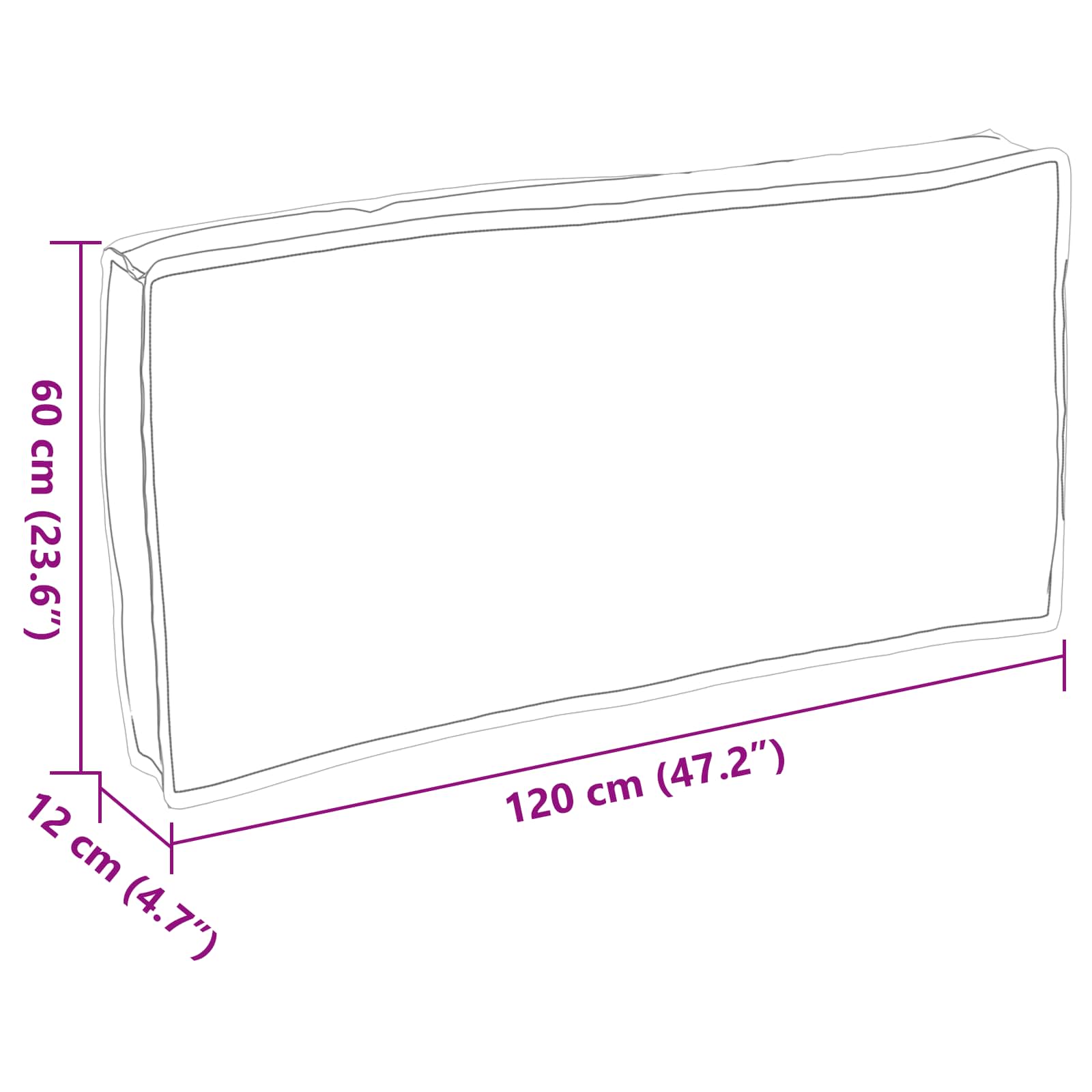 Cuscino Antracite 120 x 60 x 12 cm Tessuto Oxford 42001558