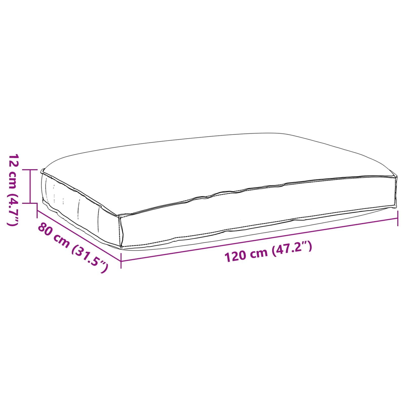 Cuscino per seduta pallet Antracite 120 x 80 x 12 cm 42001568
