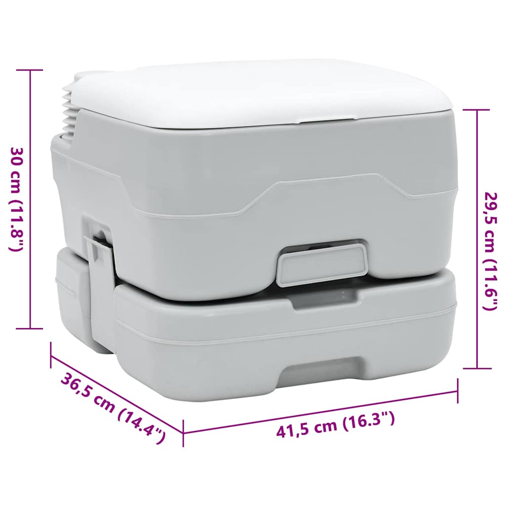 Toilette Portatile per Camping Grigio 41.5 x 36.5 x 30 cm 42001425