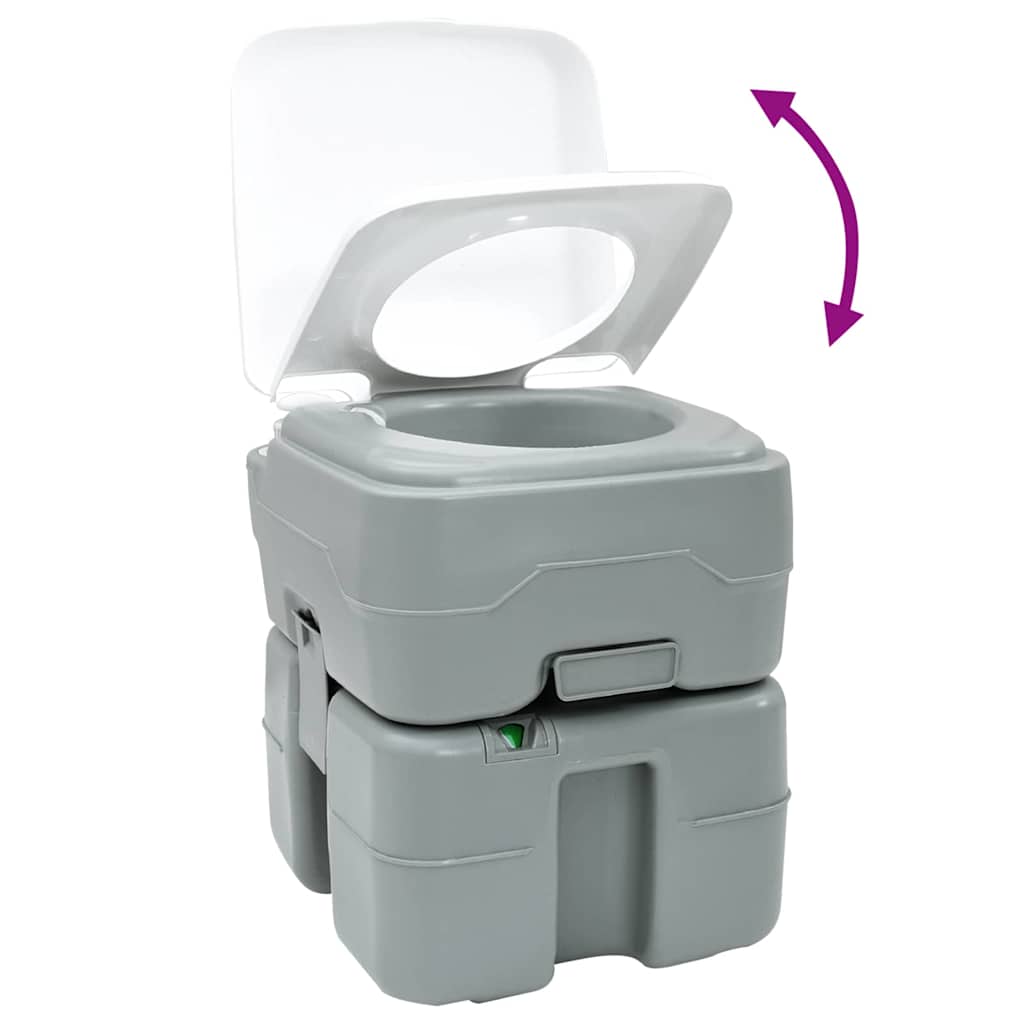 Toilette Portatile da Campeggio  Grigia con Serbatoio d'Acqua Fresca da 10L e Serbatoio dei Rifiuti da 20L 42001429
