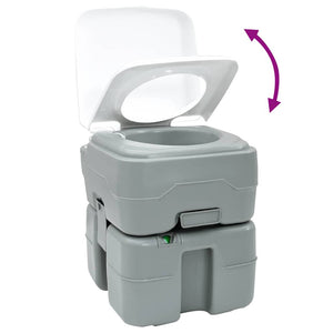 Toilette Portatile da Campeggio  Grigia con Serbatoio d'Acqua Fresca da 10L e Serbatoio dei Rifiuti da 20L 42001429