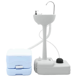 Set di Toilette da Campeggio e Lavandino Portatile  Blu e Bianco 42001434