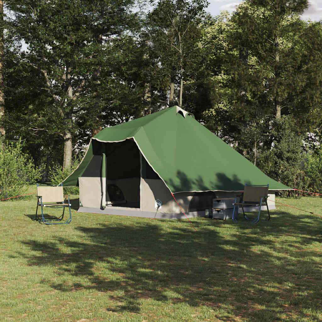 Tenda Tipi Familiare Verde e Marrone 358 x 296 x 258 cm 42000969