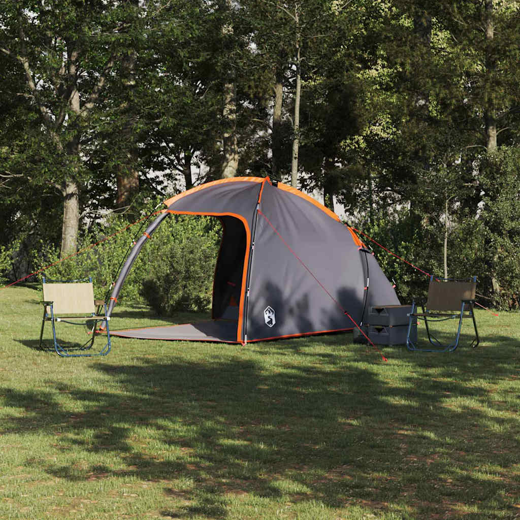 vidaXL Tenda con tetto Grigio e arancione 370 x 230 x 185 cm