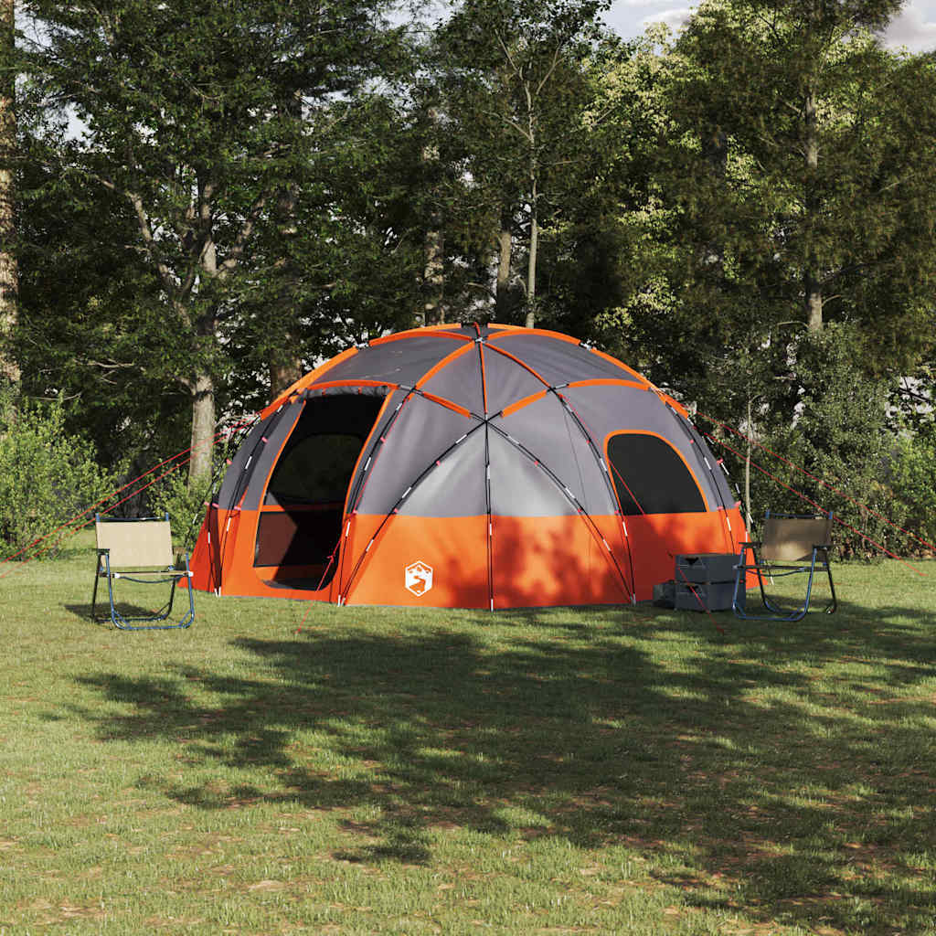 vidaXL Tenda da campeggio Grigio e arancione 475 x 475 x 235 cm