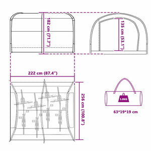 Tenda porta biciclette con tetto Verde 256 x 222 x 182 cm 42000996