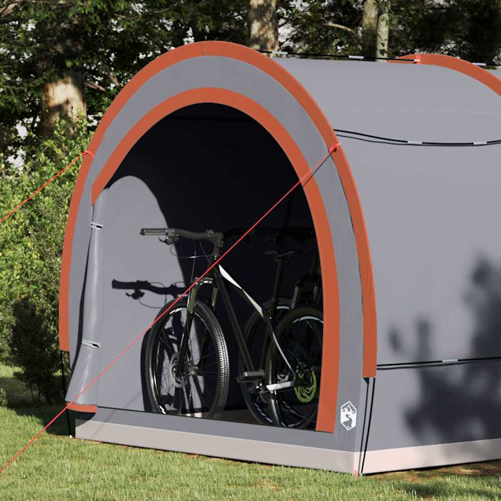 vidaXL Tenda porta biciclette Grigio e arancione 256 x 222 x 182 cm