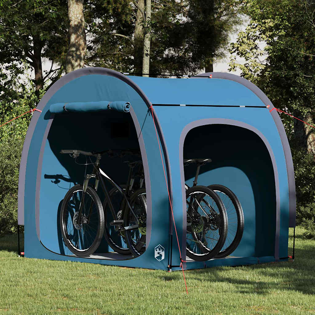 vidaXL Tenda porta biciclette con tetto Blu 218 x 156 x 180 cm