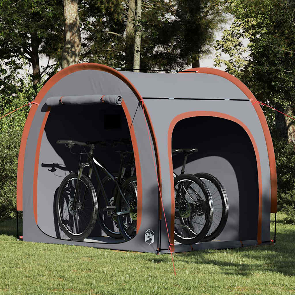 vidaXL Tenda porta biciclette Grigio e arancione 218 x 156 x 180 cm
