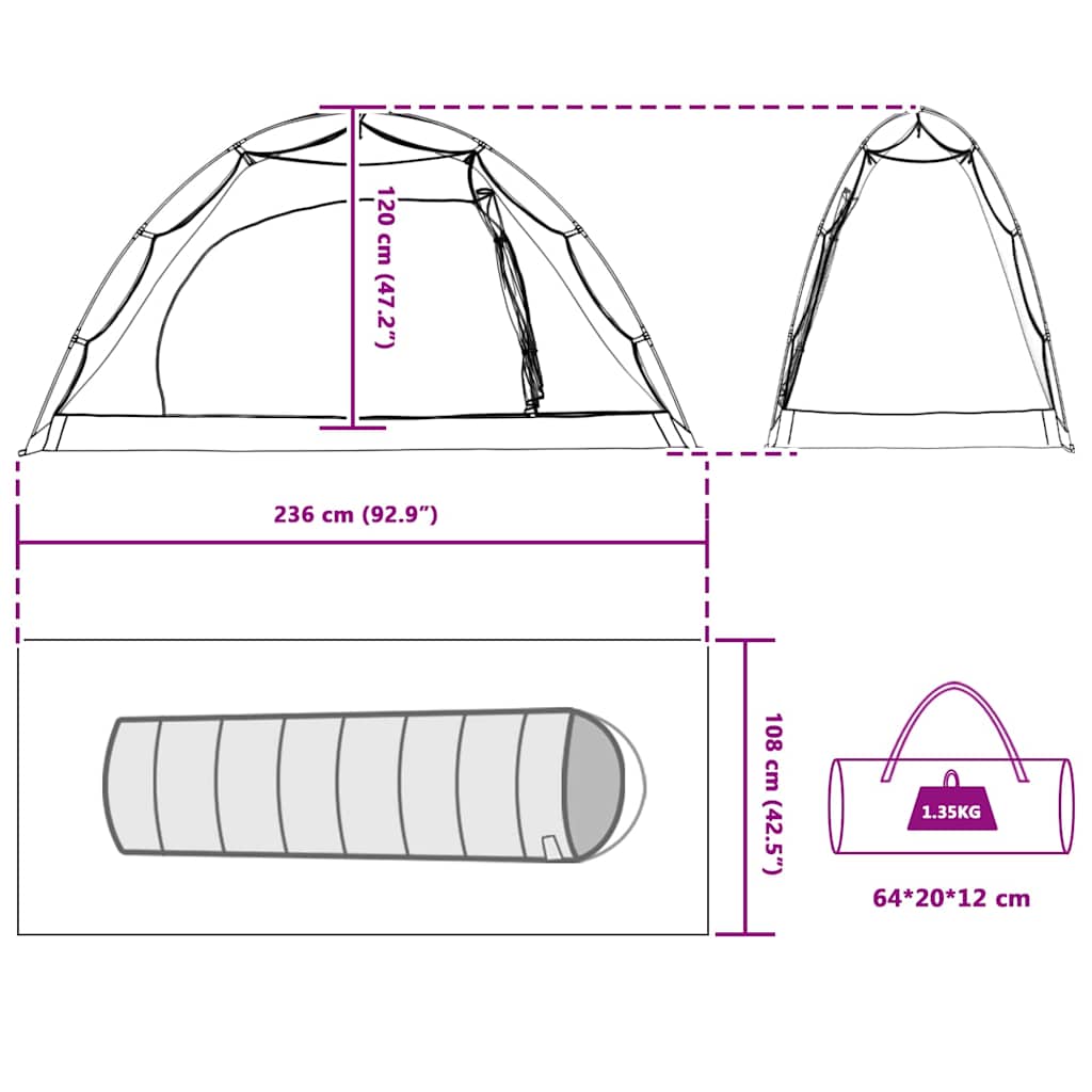 Tenda con tetto Altro Grigio e Nero 236 x 108 x 120 cm 42001018