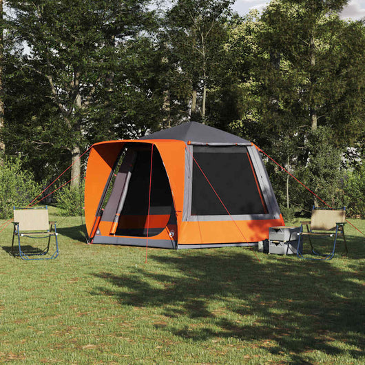 vidaXL Tenda da campeggio Grigio e arancione 420 x 420 x 227 cm
