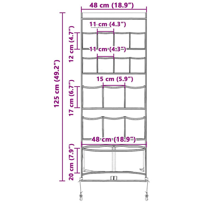 vidaXL Borsa per Stoccaggio con archiviazione 125 x 48 cm Oxford