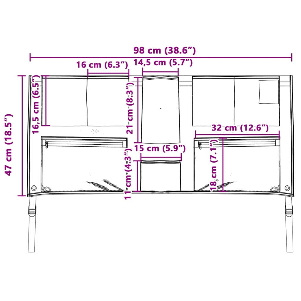 Borsa per Stoccaggio Nero e Blu 98 x 47 cm Oxford 42001095