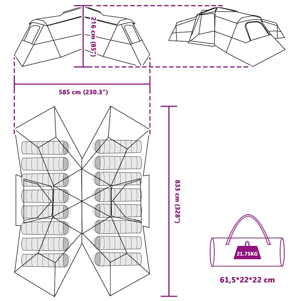 Tenda Familiare Blu 833 x 585 x 216 cm Poliestere 42001152
