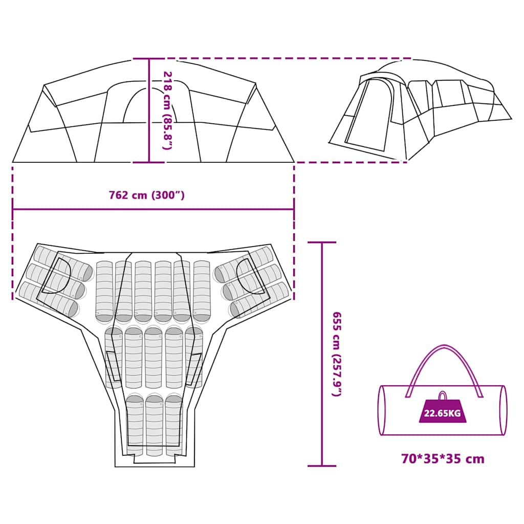 Tenda Familiare Verde 762 x 655 x 218 cm Poliestere 42001154