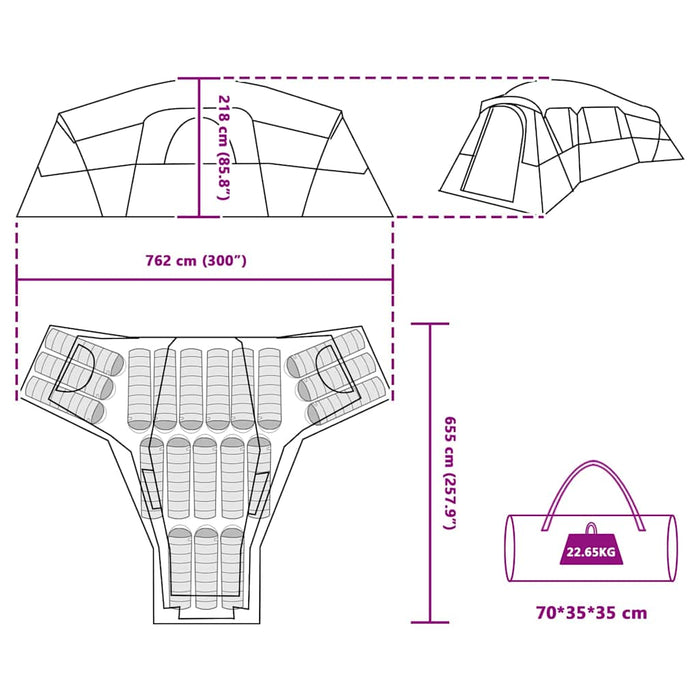 Tenda Familiare Verde 762 x 655 x 218 cm Poliestere 42001154