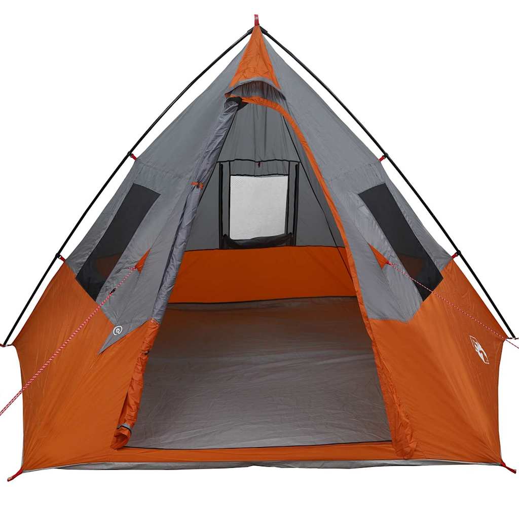 vidaXL Tenda con tetto Grigio e Arancione e Nero 383 x 338 x 217 cm