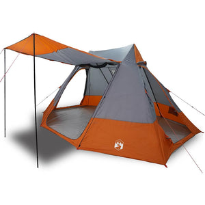 vidaXL Tenda da campeggio Grigio e arancione 482 x 360 x 227 cm