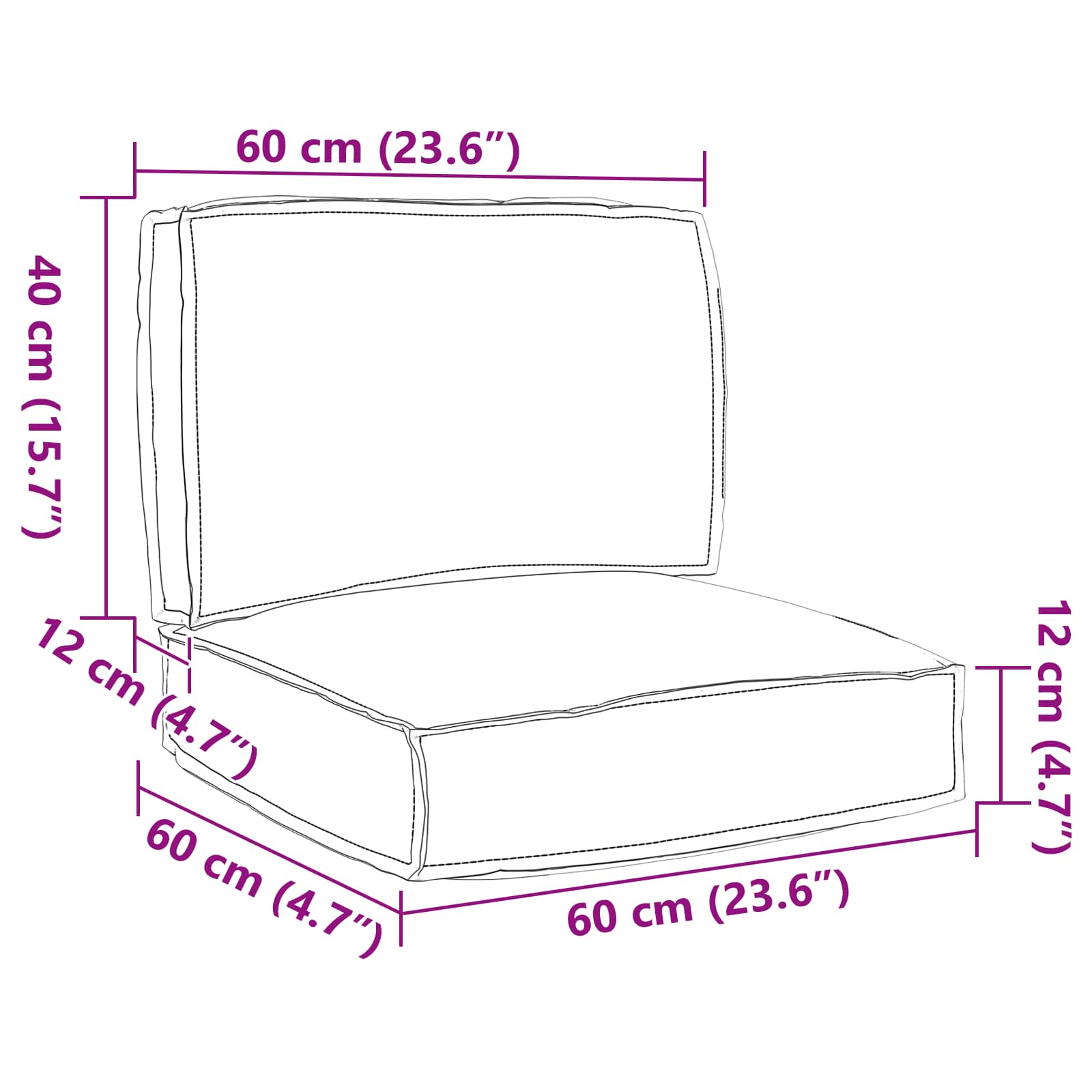 Set di Cuscini per Pallet 2 pcs Grigio Tessuto Oxford 3329050