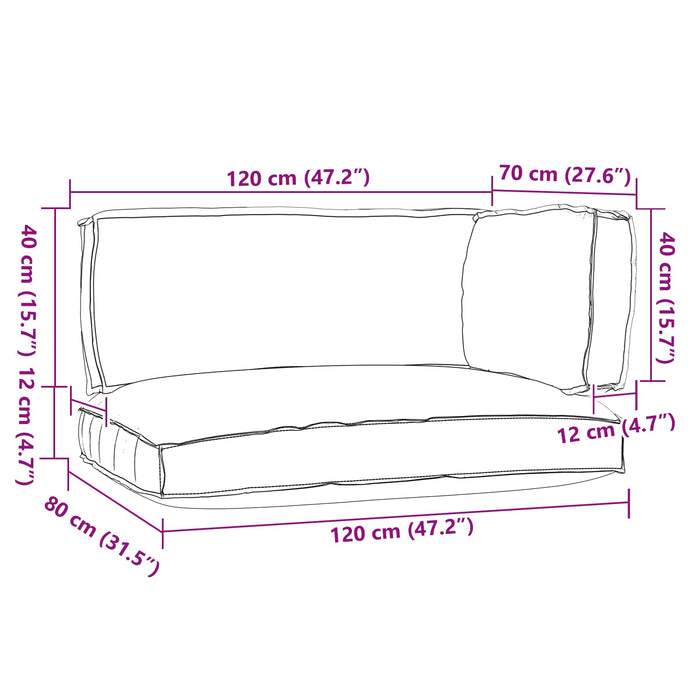 Set di Cuscini per Pallet 3 pcs Grigio Tessuto Oxford 3329090