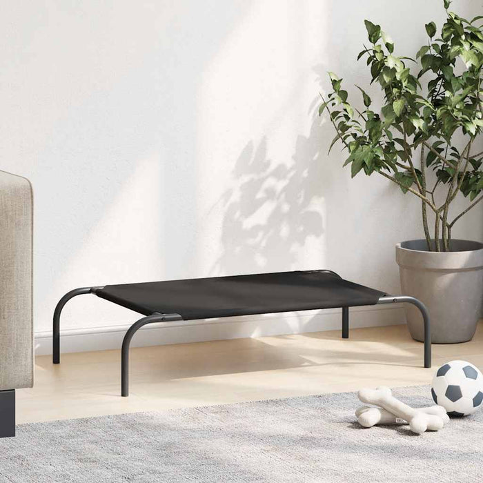 vidaXL Cuccia per Cani Rialzata Nera 90x50x20 cm Tela Oxford e Acciaio