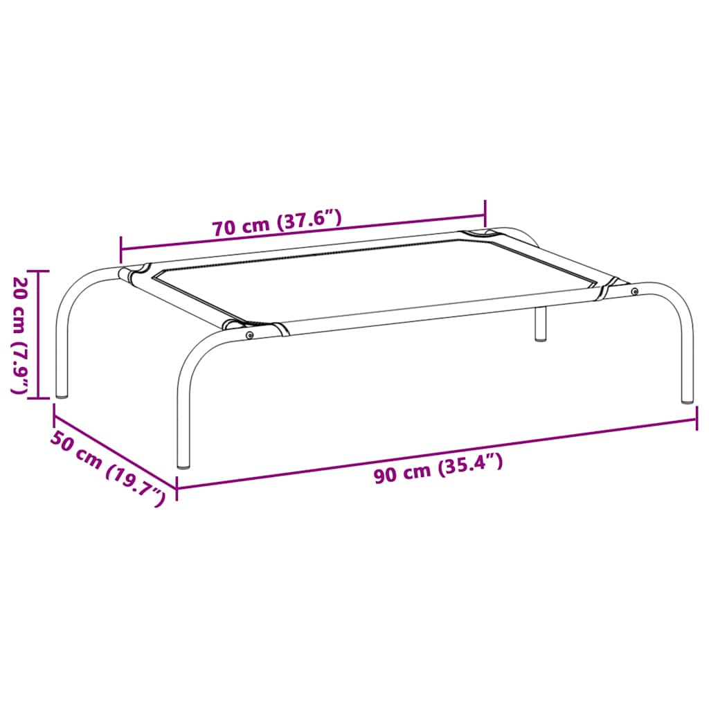 Cuccia per Cani Rialzata Nera 90x50x20 cm Tela Oxford e Acciaio 42000838