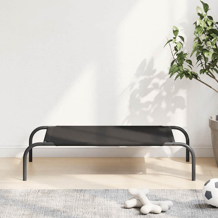 Cuccia per Cani Rialzata Nera 90x50x20 cm Tela Oxford e Acciaio 42000838