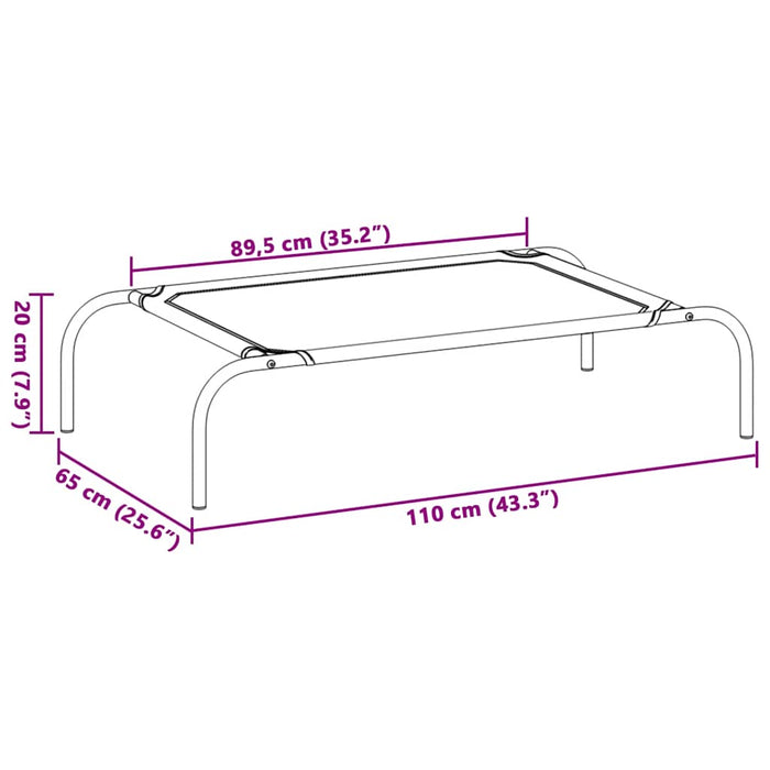 vidaXL Cuccia per Cani Rialzata Nera 110x65x20cm Tela Oxford e Acciaio