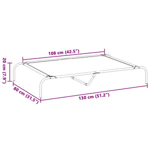 Cuccia per Cani Rialzata Nera 130x80x20cm Tela Oxford e Acciaio 42000840