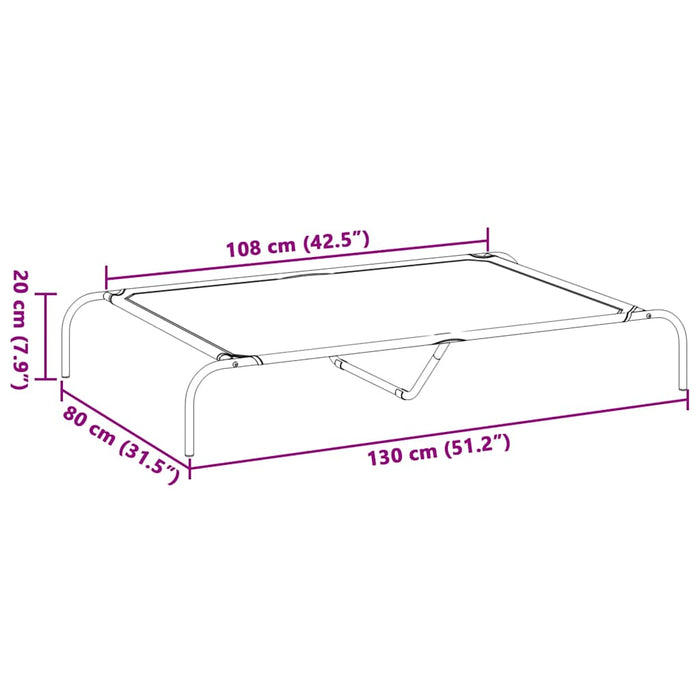 Cuccia per Cani Rialzata Nera 130x80x20cm Tela Oxford e Acciaio 42000840