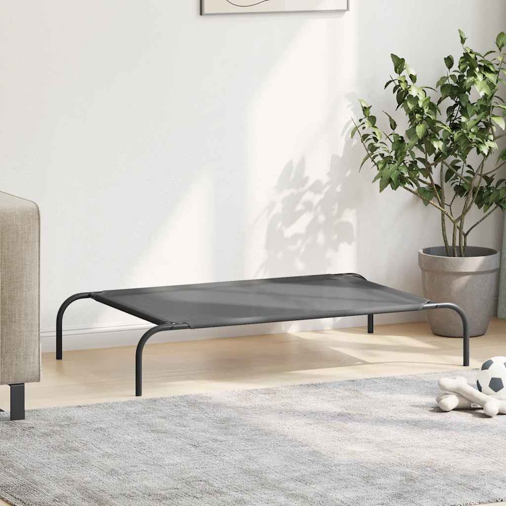 Cuccia per Cani Rialzata Grigia 110x65x20cm Textilene e Acciaio 42000843