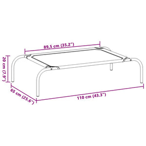 Cuccia per Cani Rialzata Grigia 110x65x20cm Textilene e Acciaio 42000843