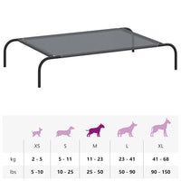 Cuccia per Cani Rialzata Grigia 110x65x20cm Textilene e Acciaio