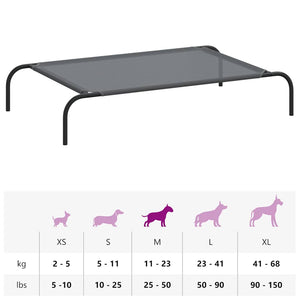 Cuccia per Cani Rialzata Grigia 110x65x20cm Textilene e Acciaio 42000843