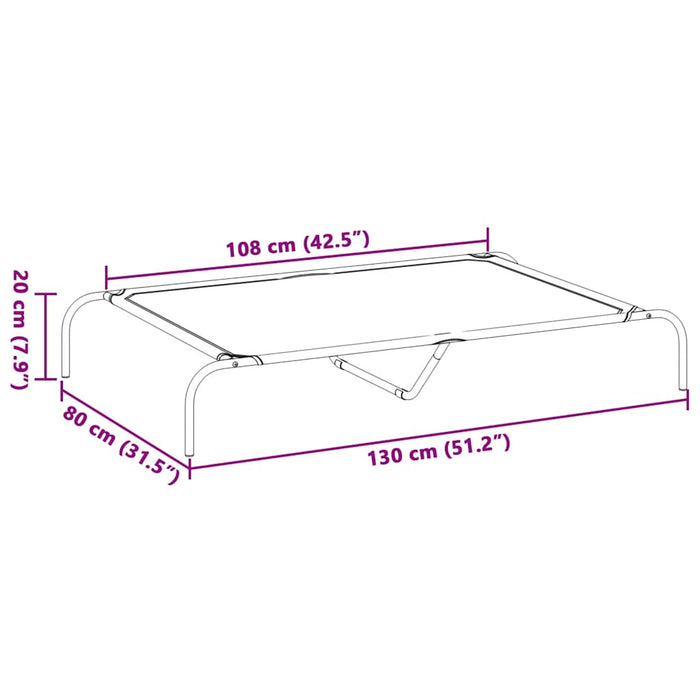 Cuccia per Cani Rialzata Grigia 130x80x20cm Tela Oxford/Acciaio