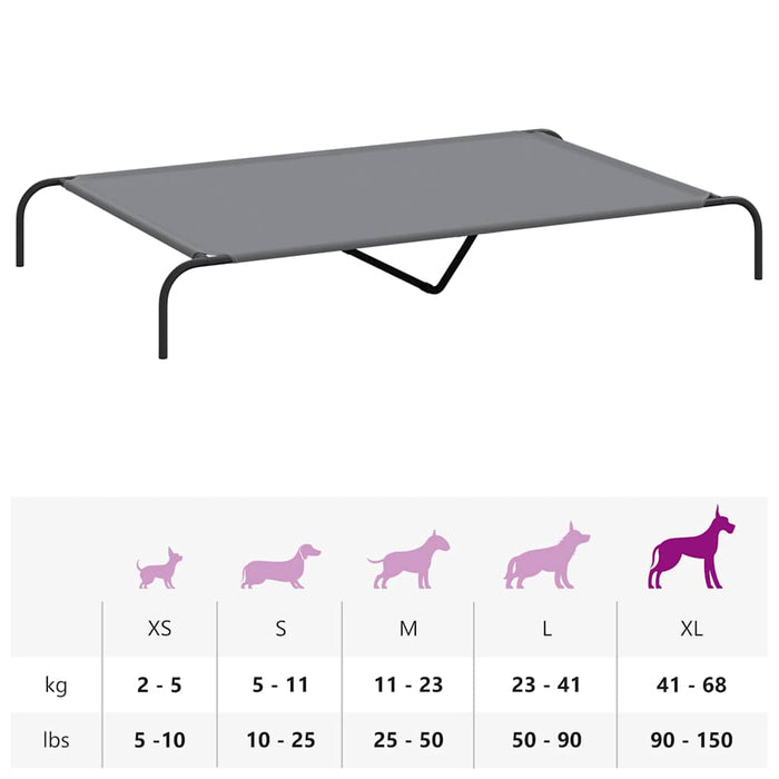 Cuccia per Cani Rialzata Grigia 150x90x20cm Tela Oxford/Acciaio 42000849