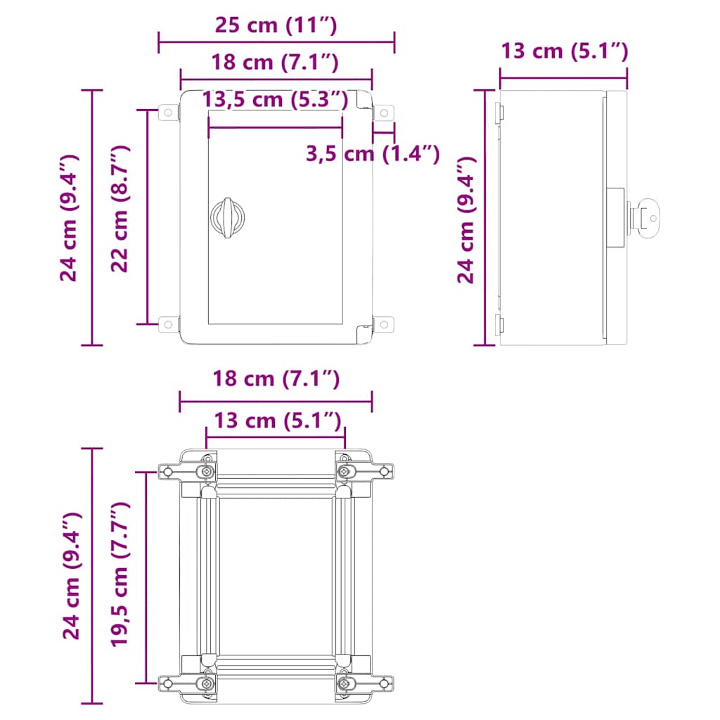 Armadietto di Controllo Grigio 18 x 13 x 24 cm Plastica 4106491