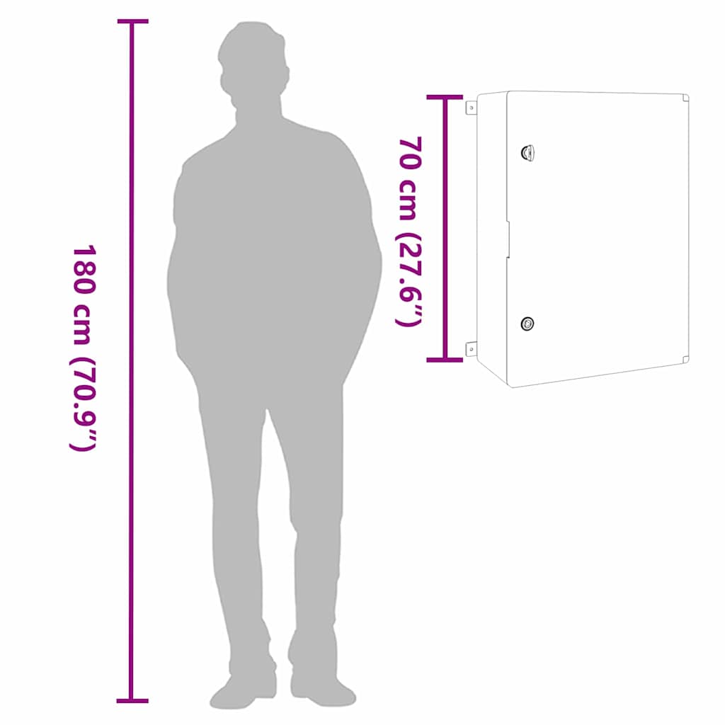 Armadietto di Controllo Grigio 50 x 24.5 x 70 cm Plastica 4106504