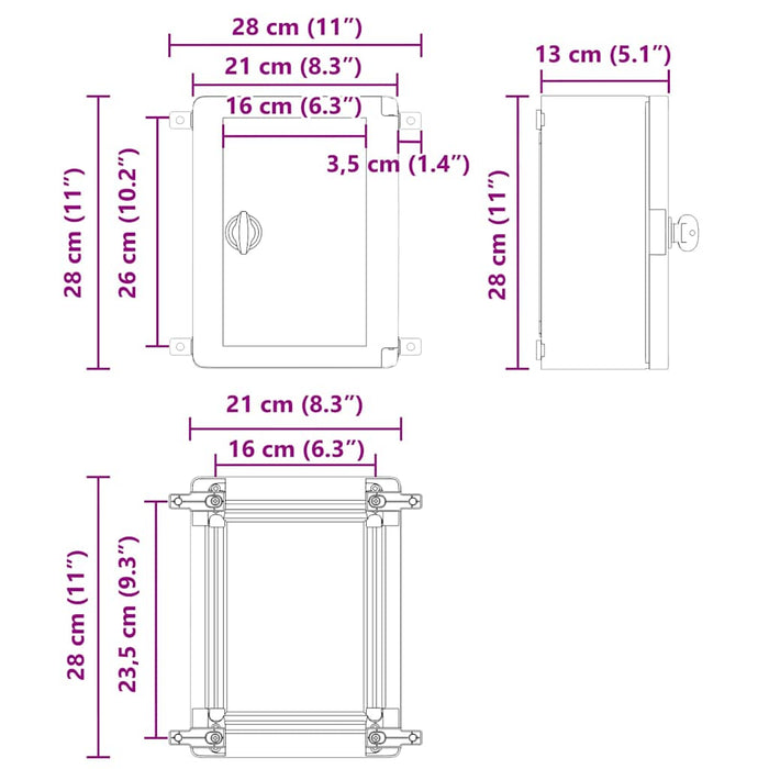 Armadietto di Controllo Grigio 21 x 13 x 28 cm Plastica 4106506