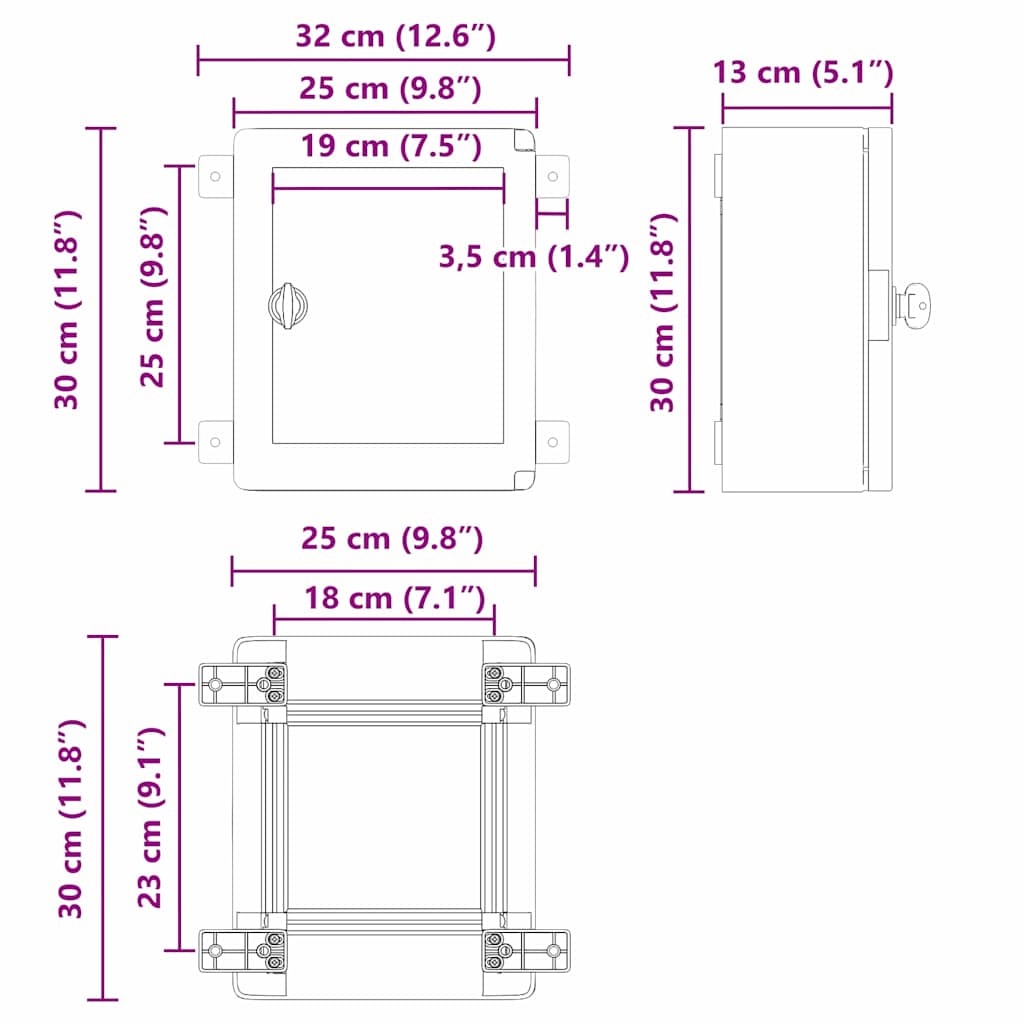 Armadietto di Controllo Grigio 25 x 13 x 30 cm Plastica 4106507