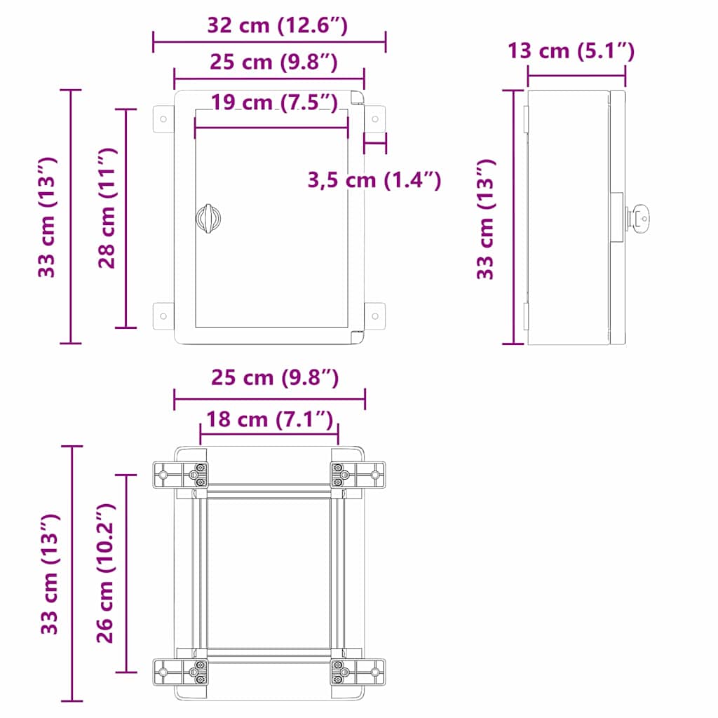 Armadietto di Controllo Grigio 25 x 13 x 33 cm Plastica 4106508