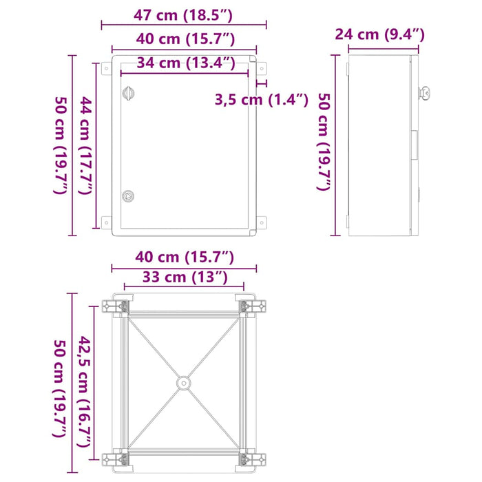 Armadio di Controllo IP65 Impermeabile Grigio 40x24,5x50 cm in Plastica ABS 4106515