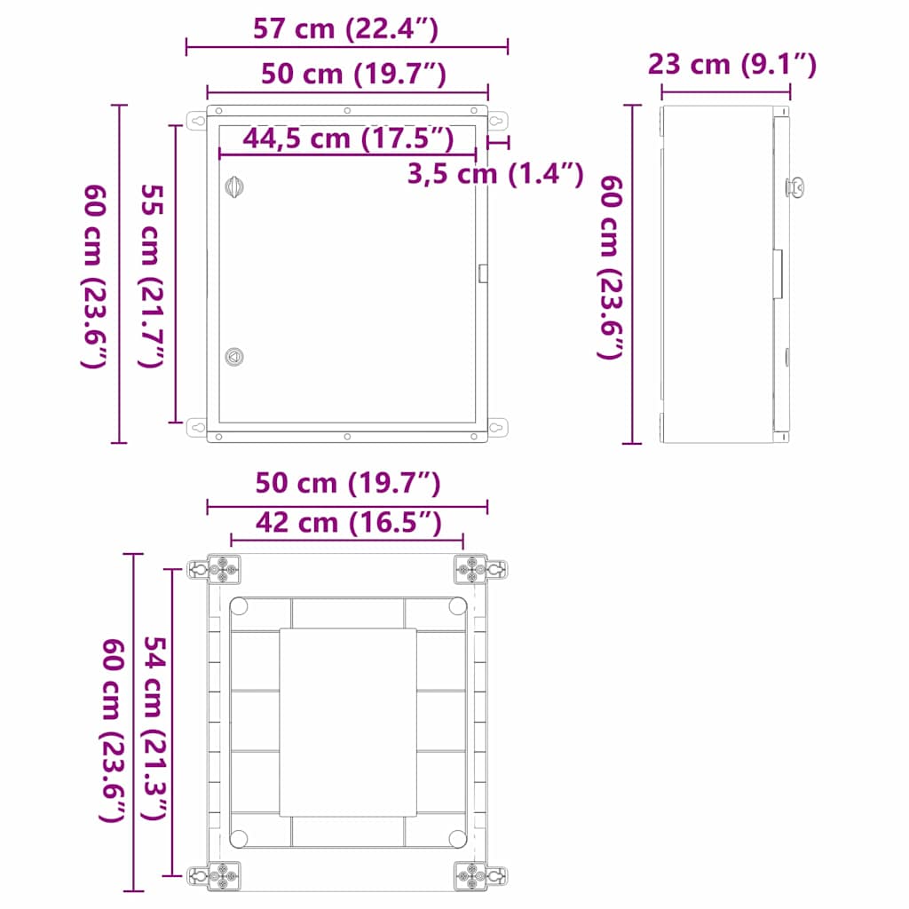 Cabinet di Controllo IP65 Impermeabile Grigio 50x22x60 cm Plastica ABS 4106517