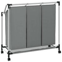 Cesto Portabiancheria con Ruote 3 Scomparti Grigio 42001899