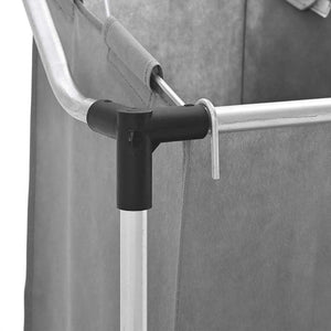 Cesto Portabiancheria con Ruote 3 Scomparti Grigio