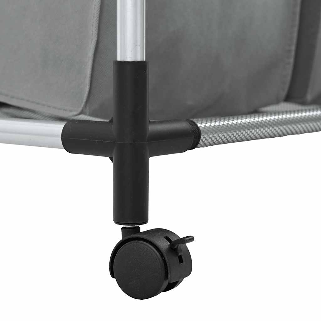 Cesto Portabiancheria con Ruote 3 Scomparti Grigio